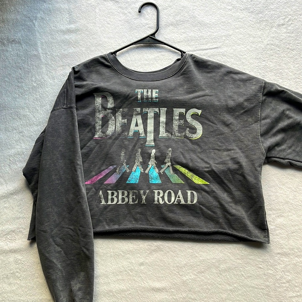 Abbey Road Beatles Album Crop Hoodie- Medium